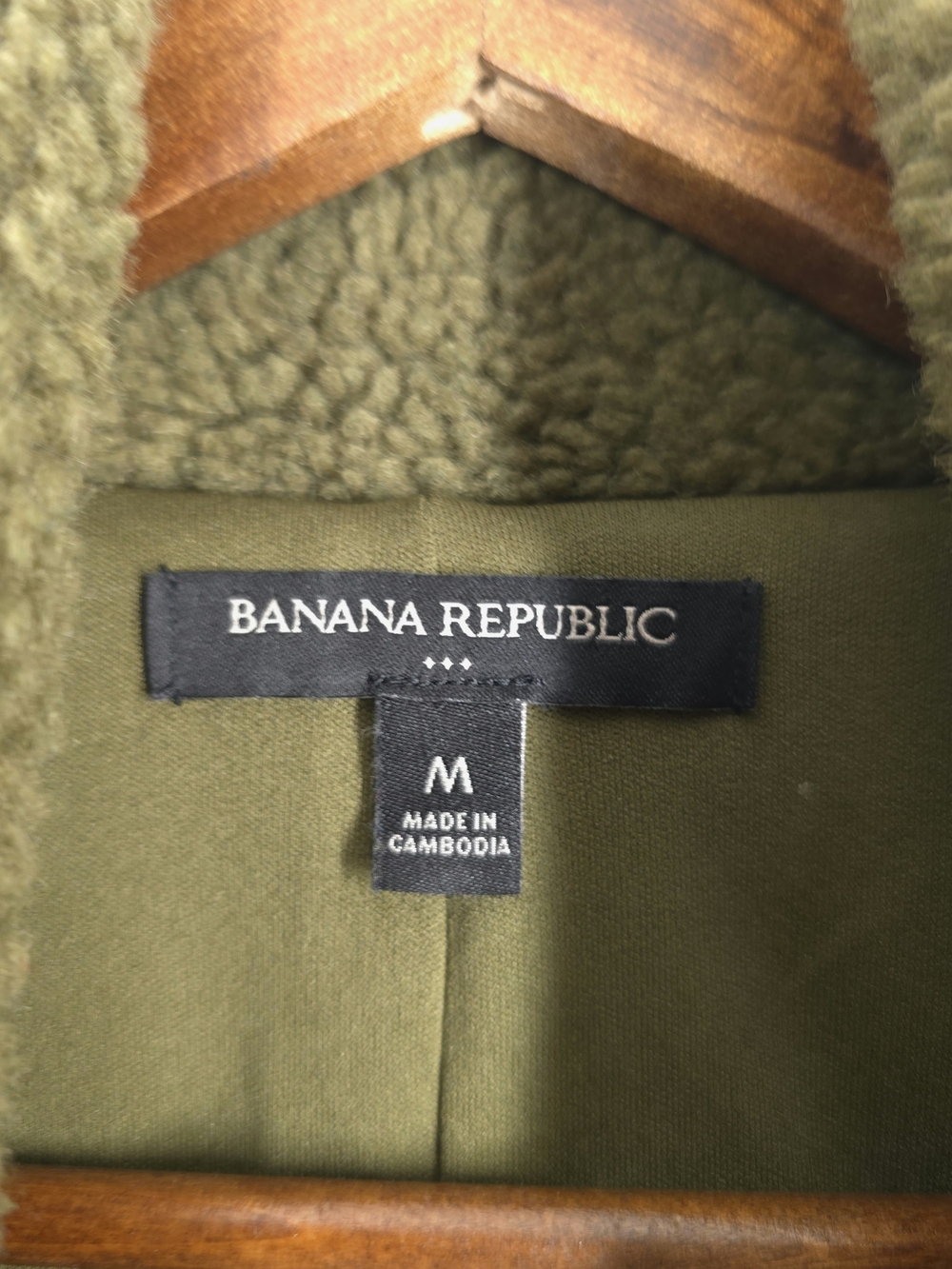 Banana Republic Olive Green Sherpa Teddy Jacket Coat Women’s M - Picture 3 of 7